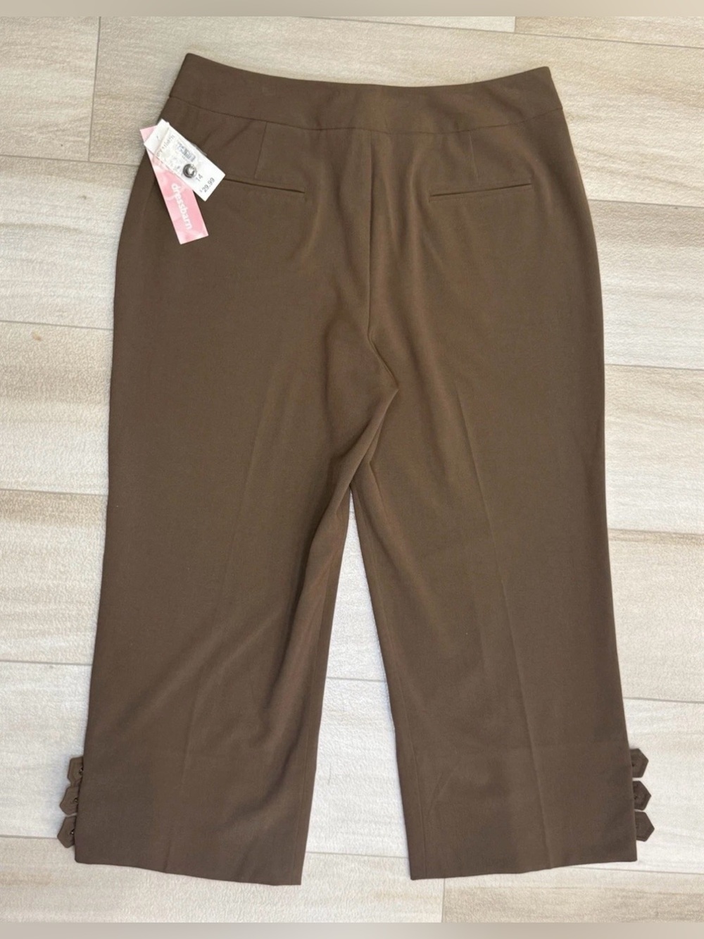 New With Tags Dressbarn Women's Ladies Capri Pants Size 14 Dark Brown 32x22.5 - Picture 2 of 8